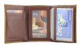 Lucky Trails Men's Distressed Leather/Contast Stitching Tri-fold Western Wallet