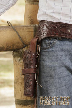 44/45 Brown Western/Cowboy Action Hollywood Style Leather Gun Holster and Belt